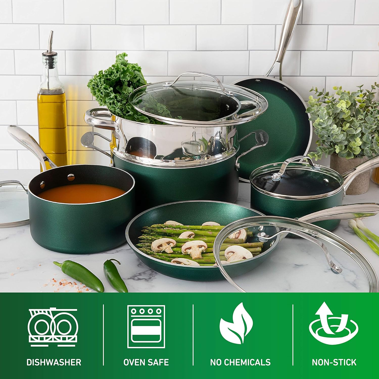 GRANITE STONE Pots and Pans Set - 20pc Kitchen Cookware Sets Pots and Pans for Cooking Set Nonstick Cookware with Frying Pans Nonstick Pan Set Pot and Pan Set Pot Set Non Sticking Pan Set + Bakeware: Kitchen & Dining