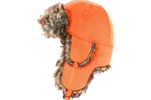 THE HAT DEPOT Faux Fur Safety Reflective Aviator Trapper Hat Snow Ski Trooper Winter Cap