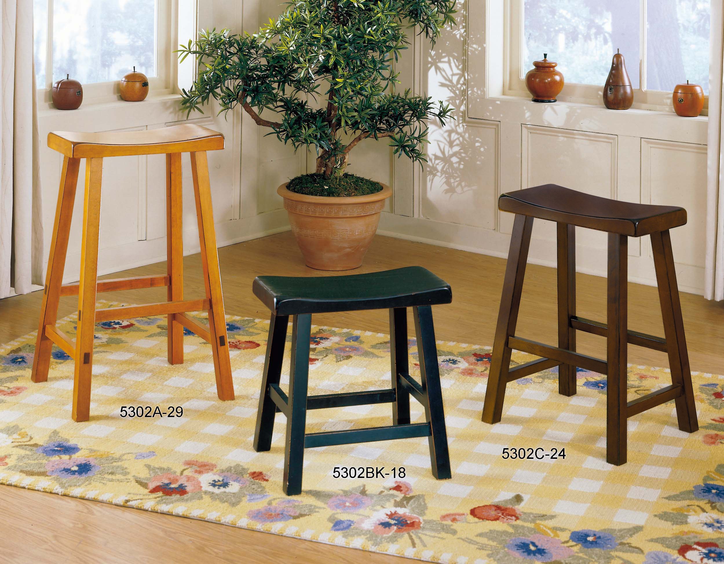 Homelegance Saddleback 24-Inch Height Barstool, Cherry, Set of 2