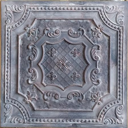 Ceiling Tile Faux Painted Tin Art Old Wood Gray Background Wall