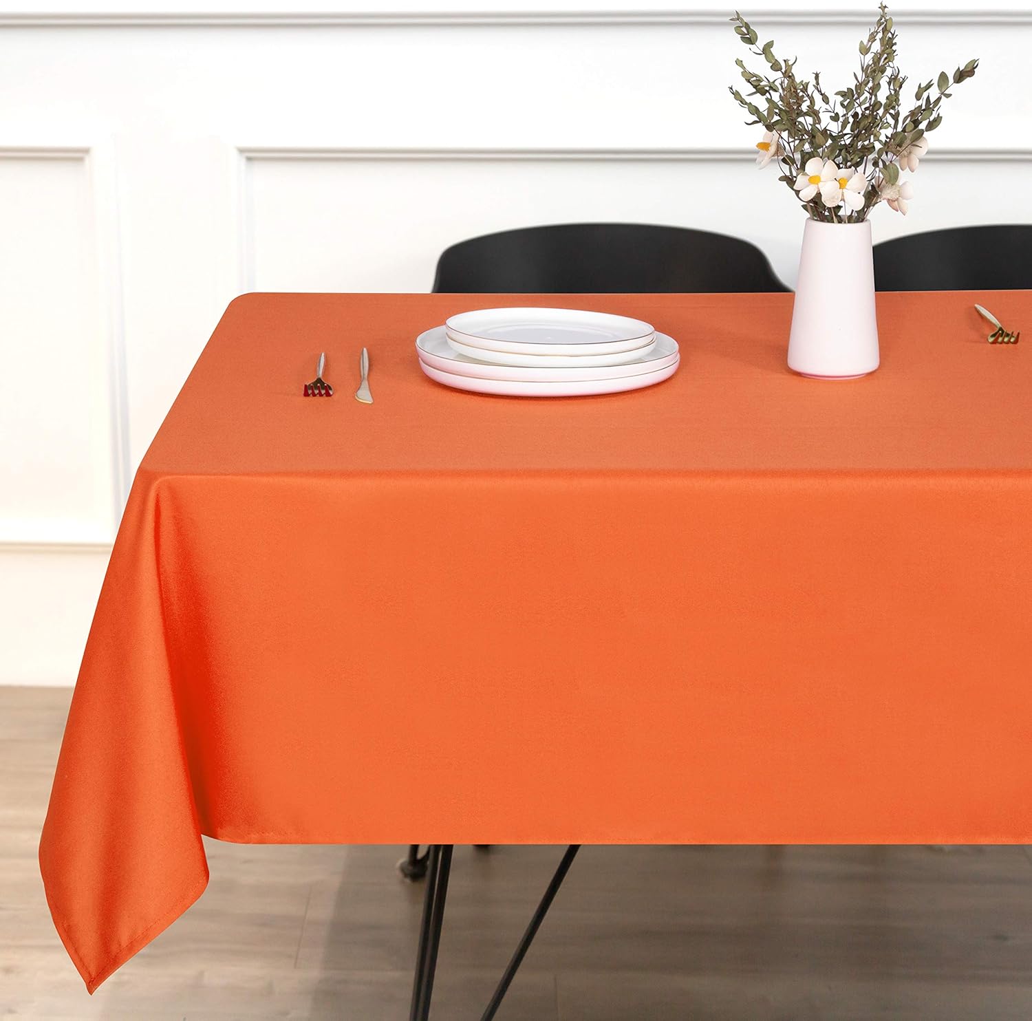 sancua Rectangle Tablecloth - 60 x 84 Inch - Stain and Wrinkle Resistant Washable Polyester Table Cloth, Decorative Fabric Table Cover for Dining Table, Buffet Parties and Camping, Orange: Home & Kitchen