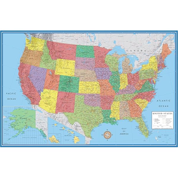 Amazon.com : 24x36 United States, USA US Classic Wall Map