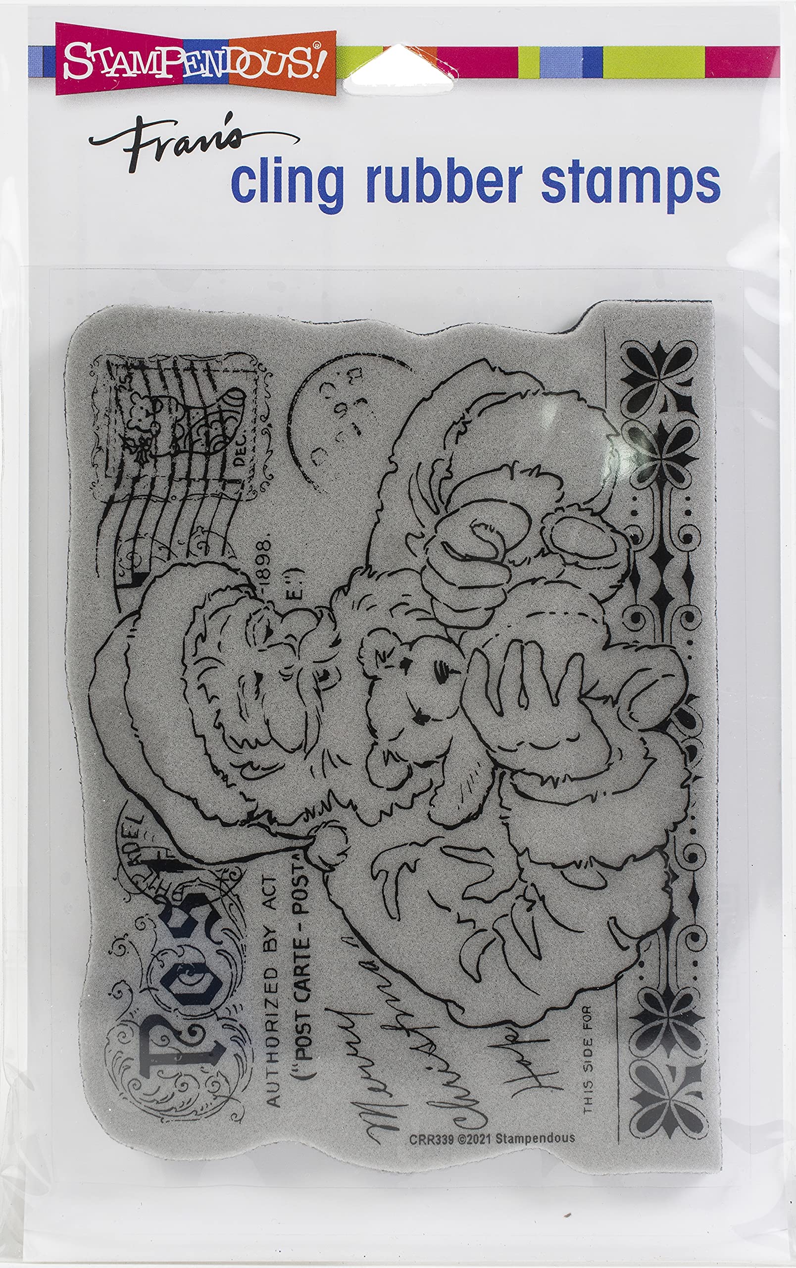 Cling Santas Teddy Rubber Stamp