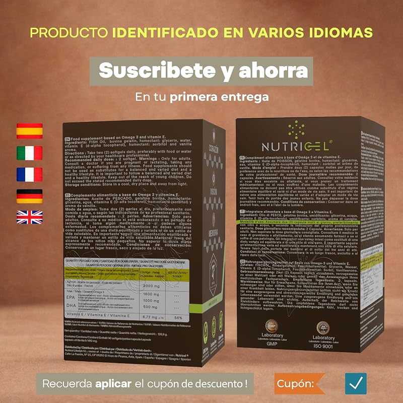 Omega 3 Capsulas 2000mg EPA 1000mg DHA 500mg Blíster Vainilla 90 cap — foto 8 de 8