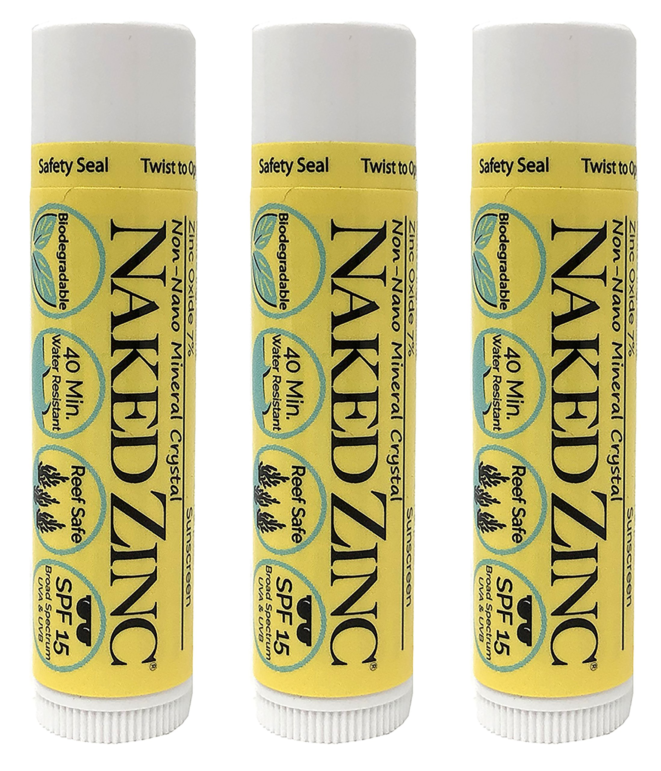 The Naked Bee NonNano Zinc Lip Balm Sunscreen SPF 15 (0.15 Ounce) Pack