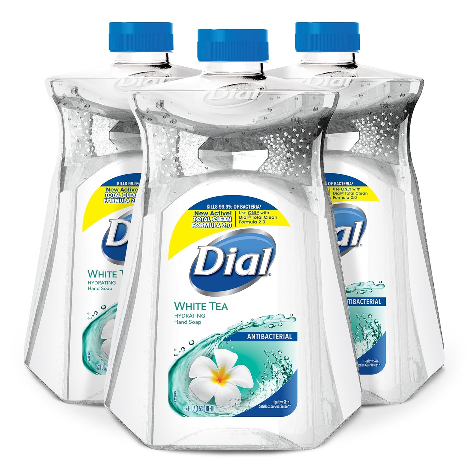 Dial Antibacterial Liquid Hand Soap Refill, White Tea & Vitamin E, 52 Fluid Ounces (Pack of 3)