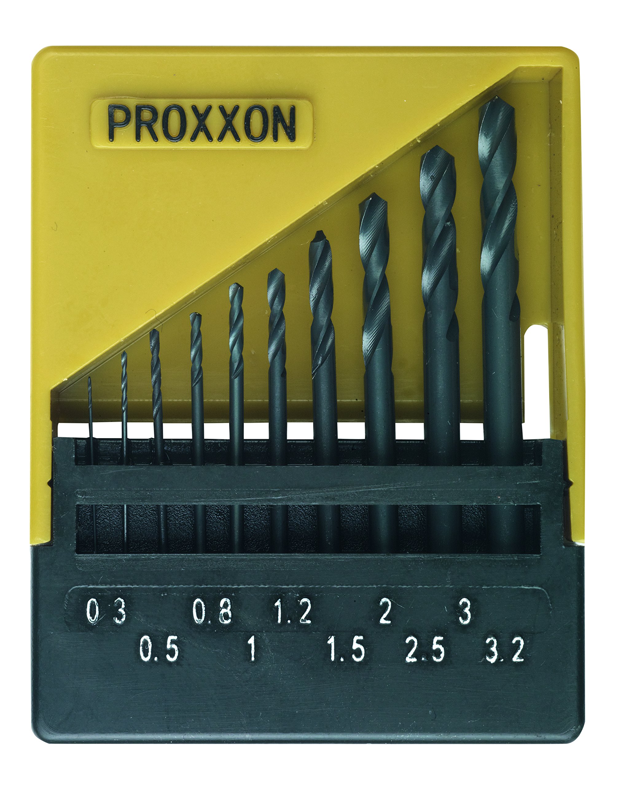 Proxxon Micromot 28 874 HSS Metal Twist Drill Bit Set 10 Pieces 0.3 mm, 0.5 mm, 0.8 mm, 1 mm, 1.2 mm, 1