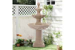 TOBYUL Italian Outdoor Water Fountains Garden Decor - 48.4''H Fountains and Waterfalls Outside, Large Cascading Indoor Floor-Standing Resin Bubbler Fountain Features W/Pump for Patio, Yard and Home