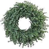 Outdoor Christmas Wreath – 24 Inch Artificial Cedar Wreath with Full Norfolk Pine Green Tips, Lush Wreath for Front Door, Walls, Windows, Porch, Farmhouse, Indoor Outdoor Holiday Decor