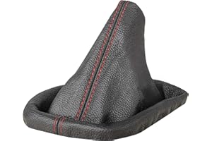 L & P Car Design Shift Boot Cover Genuine Leather Compatible with BMW 3 Series e30 e36 e46 5 Series e34 Manual Transmission Black red Stitch