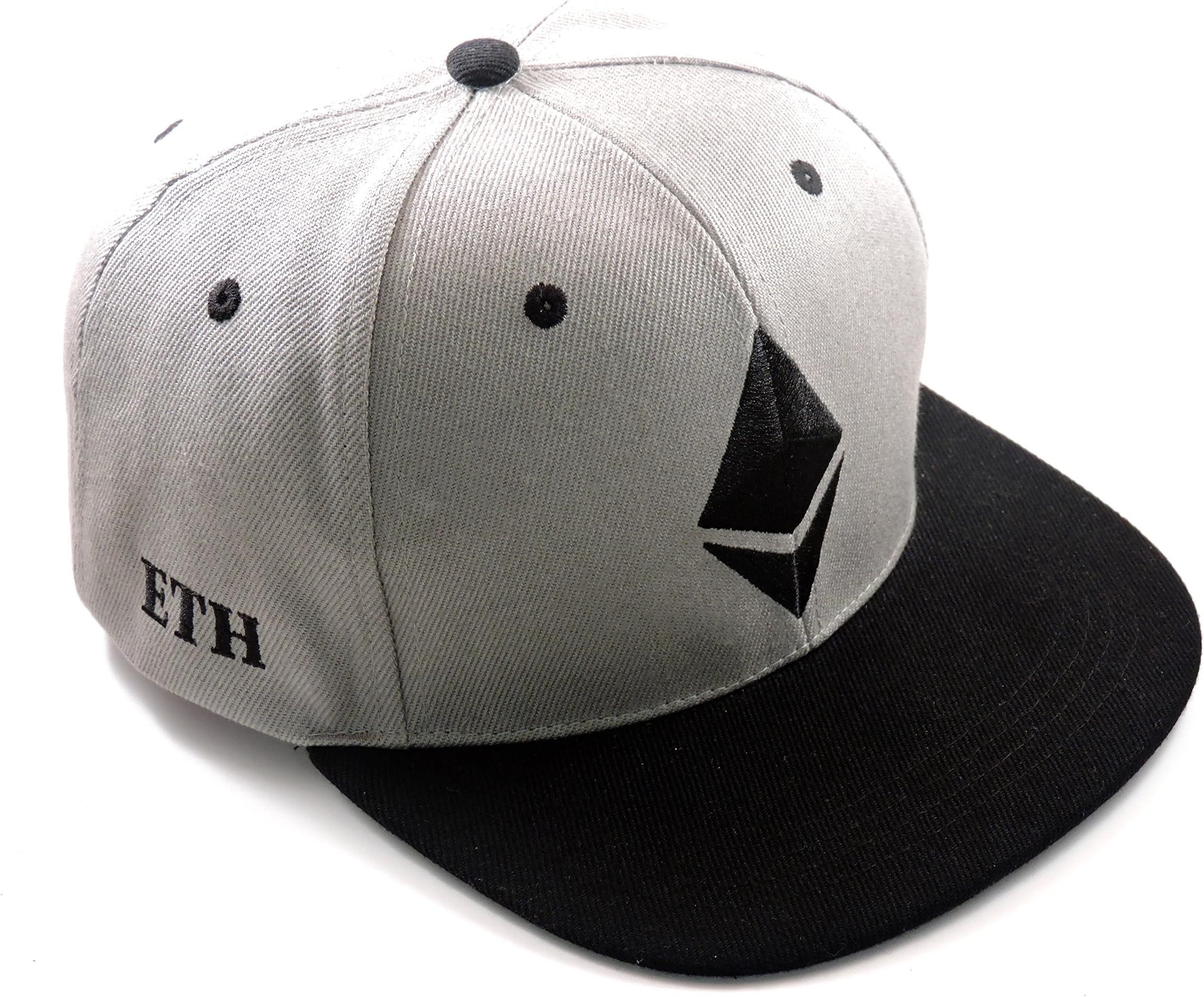 DECENT CRYPTO Embroidered Ethereum Cryptocurrency Snapback Fitted Baseball Hat Grey