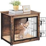 Yaheetech Indoor Dog Crate Furniture End Table with Cushion and Double Doors