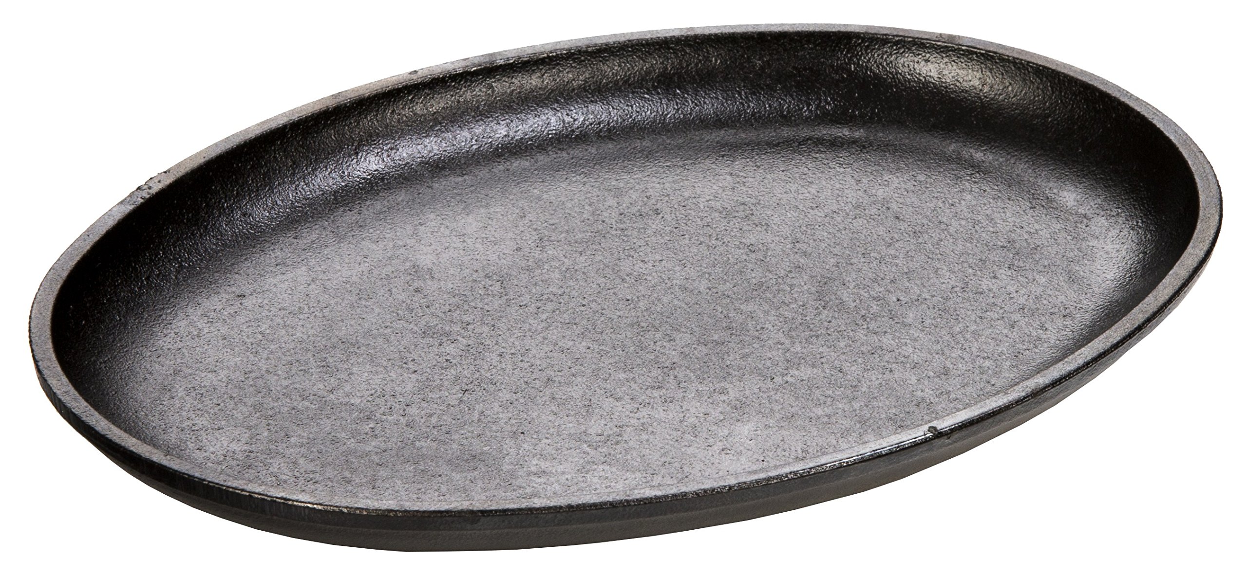Lodge 25.4 x 19.05 cm / 10 x 7.5 inch Pre-Seasoned Cast Iron Handleless Oval Serving Griddle