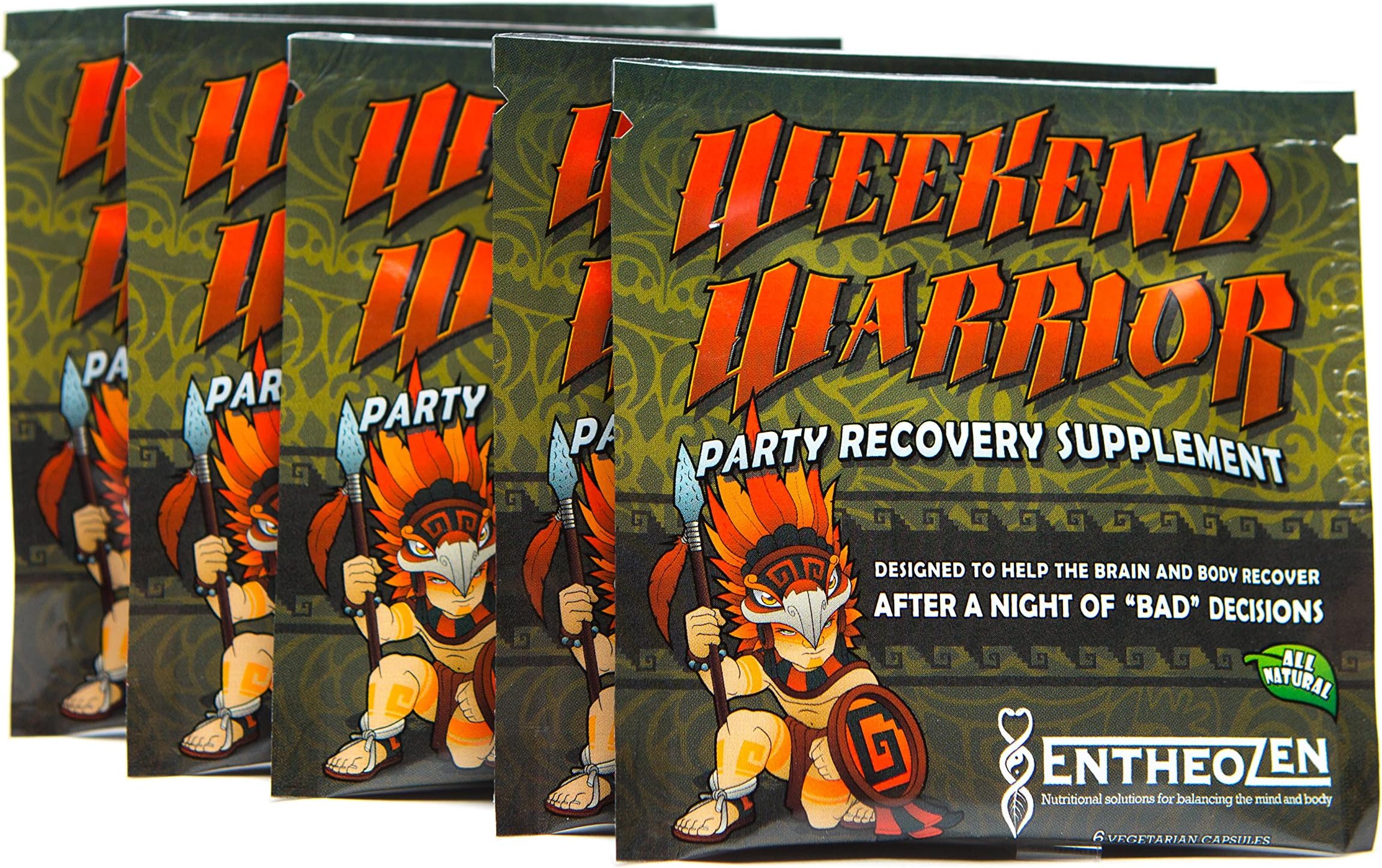 Weekend Warrior Party Recovery 5-Pack Anti Hangover EntheoZen with 5HTP and B Vitamins