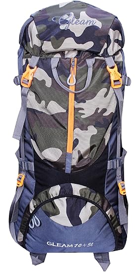 Gleam 0109 Climate Proof Mountain Rucksack , Backpack 75 Ltrs Camouflage & Grey With Rain Cover