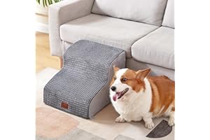 Pawque 2 Steps Grey Dog Stairs for High Bed, Non-Slip Balanced Pet Steps, Polyester, Up to 40 lbs, Small Dogs