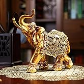 AWENDIETOU Lucky Elephant Statue,7" Elephant Decor,Elephants Figurine for Home Decor Unique and Ornament for Living Room,Table Centerpiece Shelf and Office Adds(Resin Craft)