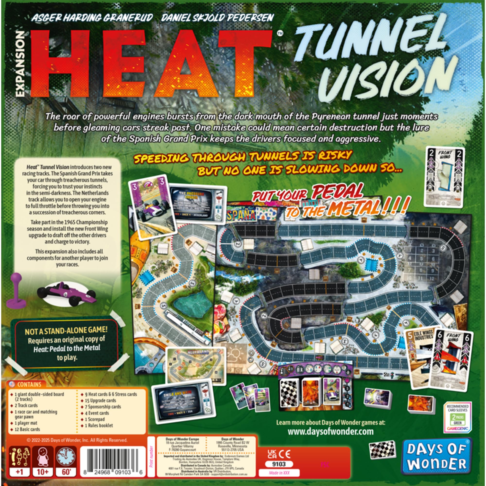 Asmodee Heat: Tunnel Vision Board Game Expansion - New Tracks, Championship Season & Front Wing Module, Racing Strategy Game for Kids & Adults, Ages 10+, 1-7 Players, 60 Min Playtime
