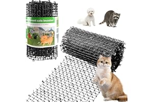 Kokmeya Pet Repellent Mat, Black, 6.5 feet with 8 Ground Stakes 8 Zip Tie, Cat Repellent Mat with Gentle Spikes for Garden/Backyard, Dog and Raccoon Deterrent Mat, 78.74 inches x 11 inches.