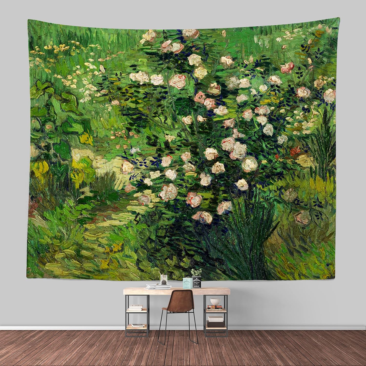 Tapestries - Keveloya Van Gogh artwork Tapestry, Roses Wall Hanging for Home Bedroom, Abstract Oil Painting Vintage Aesthetics Dorm Background,Artistic World Classic Famous Art Décor (60