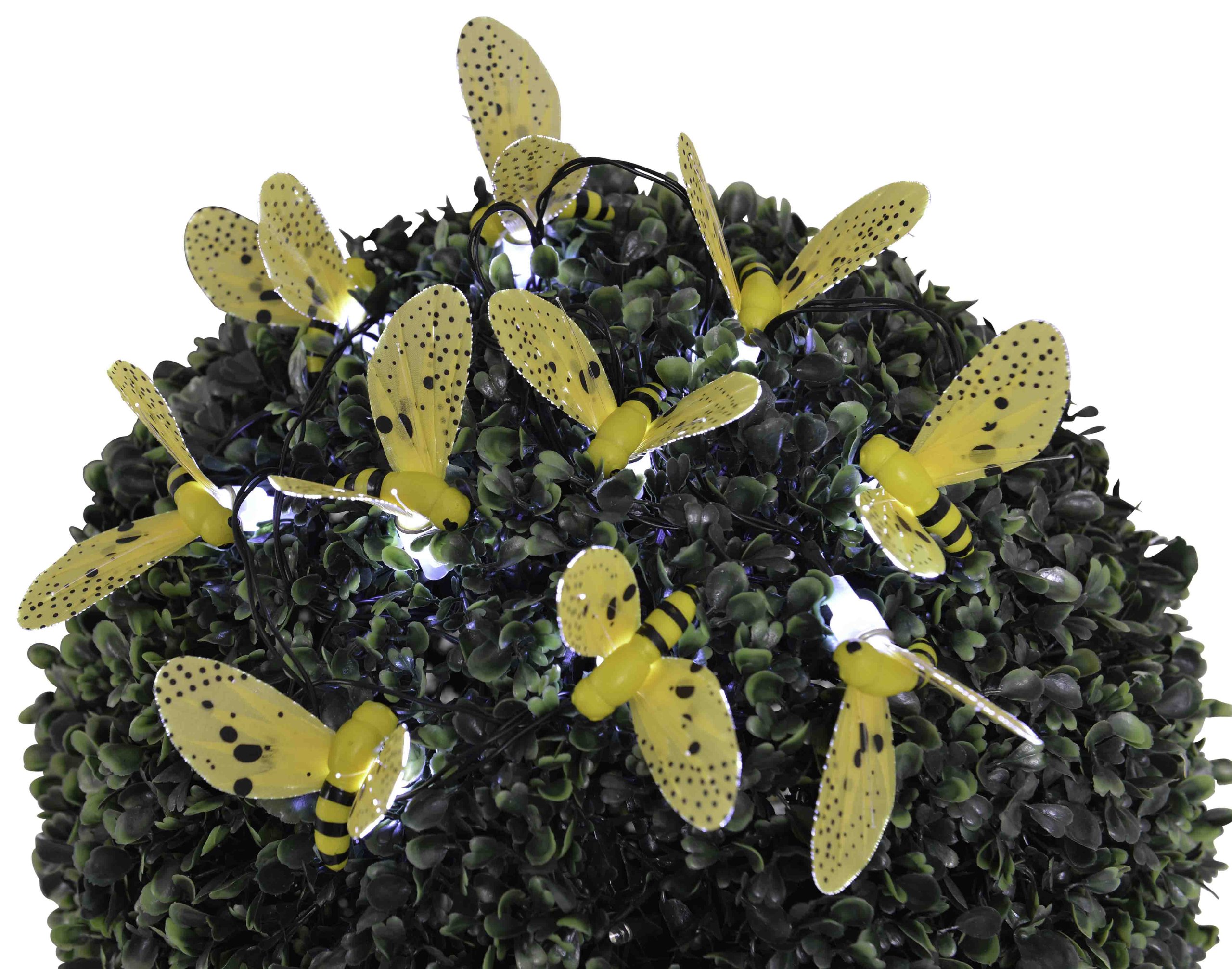 Naeve Leuchten 5123003 Solar LED Light Rope Bee Design Set of 10 10x White LED Including 1x AA NiMH 1.2 V 400 mA 20 cm Spacing Total Length 380 cm Lead 180 cm Continuous or Flashing Lights Plastic 4 x 5.5 cm Pole Height 24.5 cm Multi-Coloured