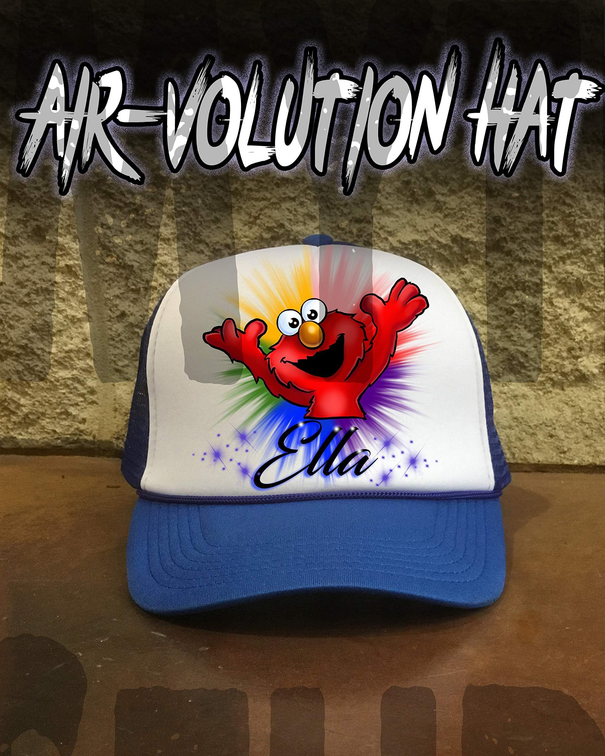 Mythic Airbrush Personalized Airbrush Elmo Snapback Trucker Hat One Size Fits All Black Hat
