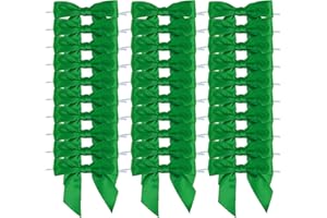 AIMUDI Emerald Green Ribbon Bows for Crafts Green Satin Ribbon Twist Tie Bows for Treat Bags 3.5" Premade Bows for Summer Decorations Cake Pops Gift Wrapping Party Favors Candy Apples - 50 Counts