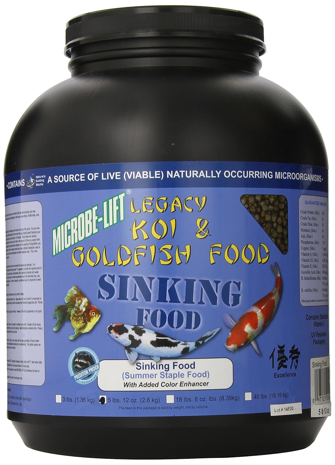 Ecological Labs MLLSPLG Microbe Lift Sinking Pellets Koi & Goldfish Food, 5-Pounds 12-Ounces