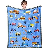 JUCIPAY Construction Toddler Blanket 50"x40", Car Blanket for Kids, Toddler Birthday Gifts for Boys, Kids Birthday Gift, Truck Tractor Crane Excavator Forklift Gifts