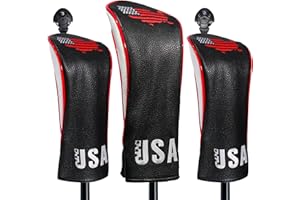 FRIMON Golf Club Head Covers,4pcs or 1pc USA Golf Head Covers for Woods and Driver Fairway Hybrid - PU Leather Mallet Blade Putter for Men Women Golf Enthusiast
