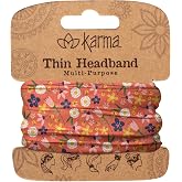 Karma, Thin Headband for Women, Fabric Headband and Stretchy Hair Scarf, Shelly Floral