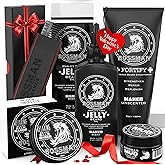 Bossman Complete Beard Kit – Men's Beard Oil Jelly, Fortifying Shower Conditioner, Balm, Mustache Wax & Comb – Beard Softener & Grooming Care – Men Gift Set (Naked Unscented)