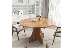 Garvee 47" Round Dining Table for 4-6 People - Modern Farmhouse Kitchen Table with Storage Shelf, Adjustable Feet, Easy Assem