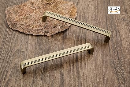 DEW-MAT Door Handles Cabinet Handles Brass Antique Finish 4 Piece Wardrobe Handles for Home Stylish PO831