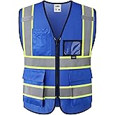 JKSafety Safety Vest for men women Hi Vis Vest with Pockets and Zipper Class 2 High Visibility Meet ANSI Standard(BX320