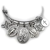 St. Maria Goretti Bangle Bracelet, Patron Saint Confirmation, Catholic Jewelry Gift