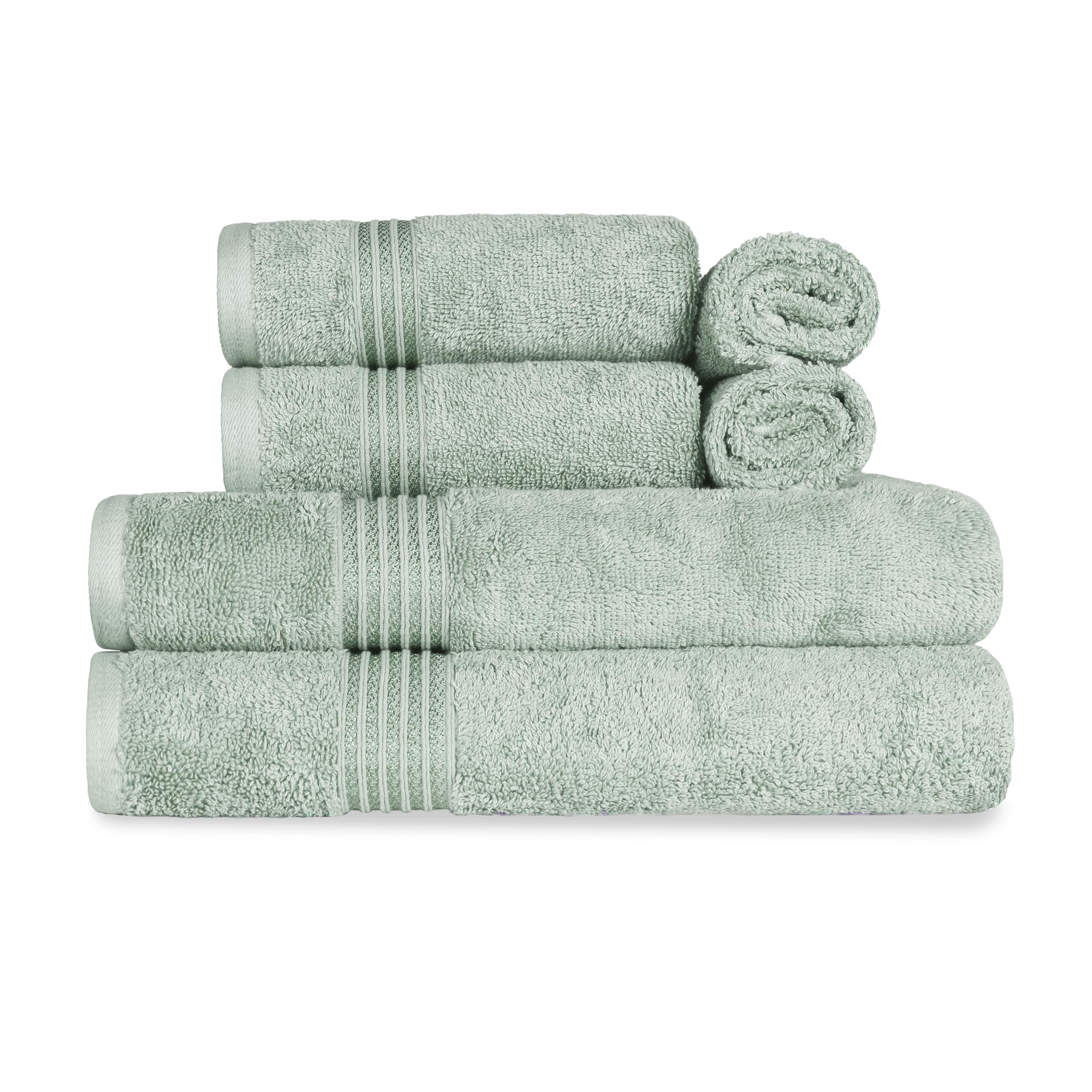 Photo 1 of Superior Egyptian Cotton 6-Piece Towel Set, Bathroom Essentials, Towels For Bathroom, Apartment, Airbnb, Guest Bath, Face, Hand, Bath Towels, Washcloths, Absorbent, Fast Drying, Sage