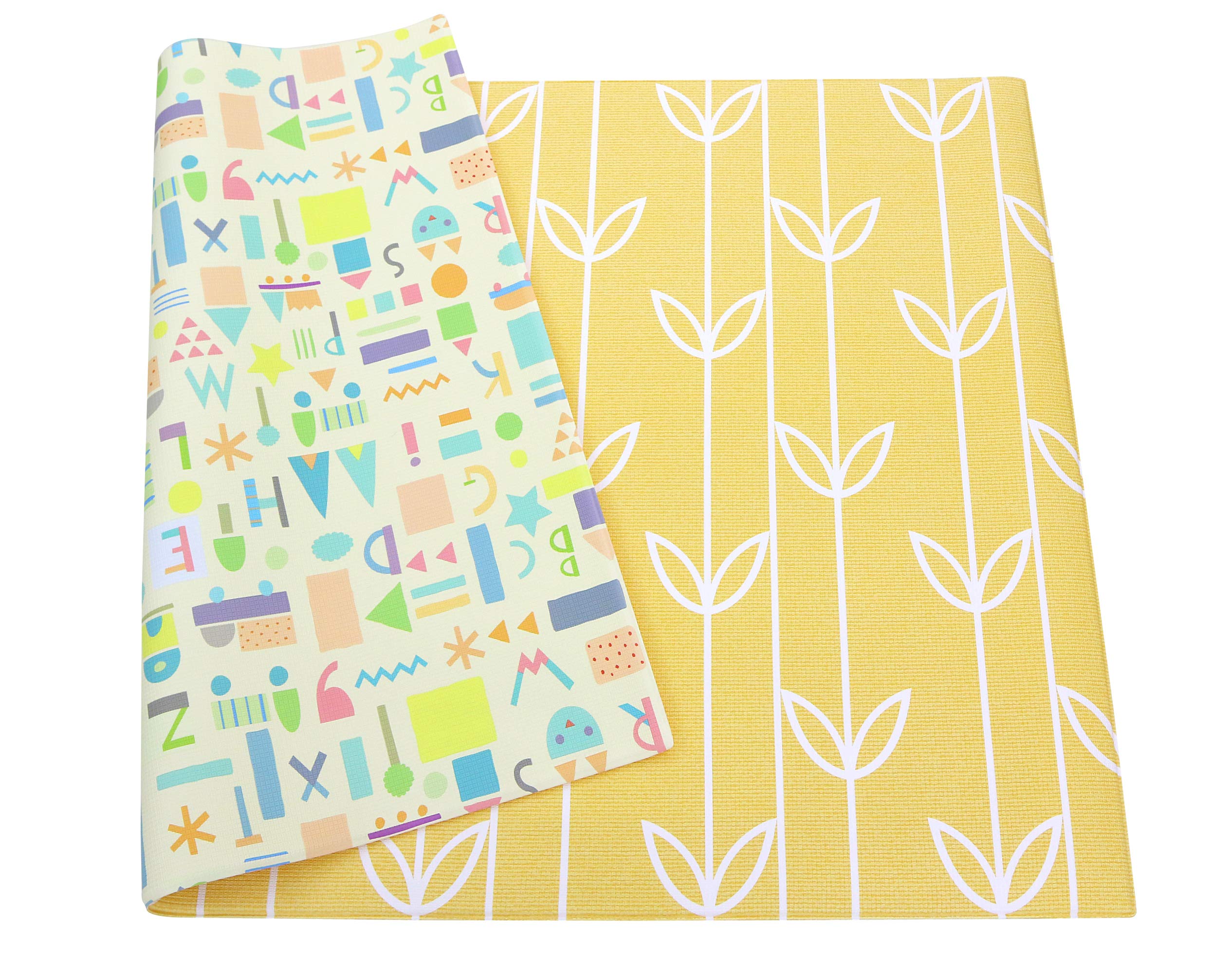 Photo 1 of (used/fair) Baby Care Play Mat (Large, Sea Petals - Yellow) 82'' x 55'' Original One-Piece Reversible Rollable Waterproof Play Mat for Infants, Babies, Toddler, and Kids