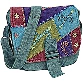 Handmade Cotton shoulder bag, Messenger Style multicolor, hand work Cross body bag. Boho Hobo Bag.