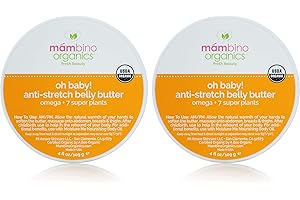 Mambino Organics Oh Baby! Belly Butter – Organic Stretch Mark Cream for Pregnancy with Dutch Shea & Cocoa Butter – Vitamins, Omegas for Elasticity – Cruelty-Free Maternity Care, 2-Pack 4 fl oz