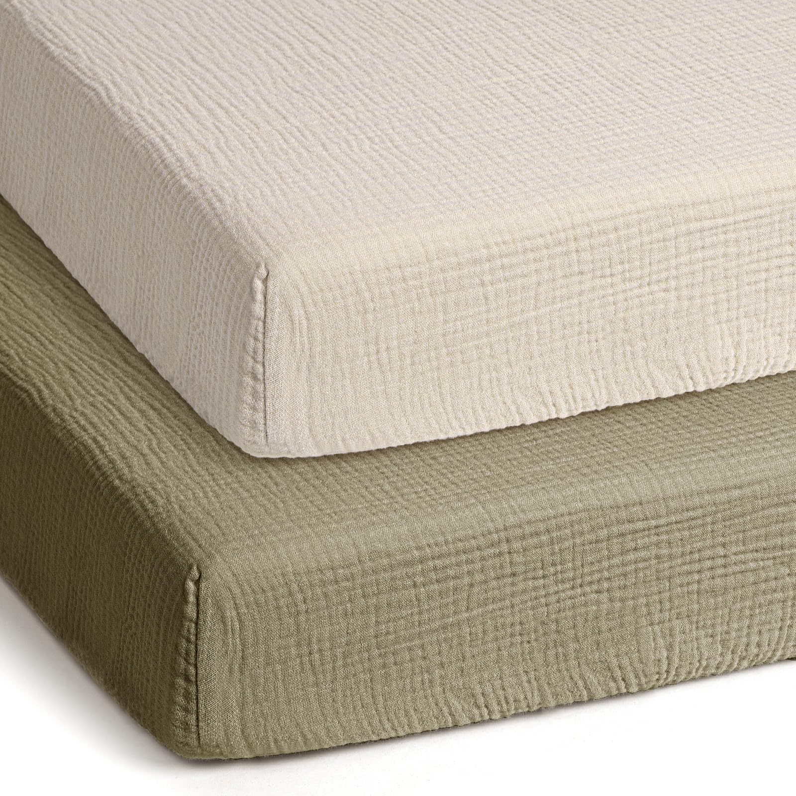 Photo 1 of lulumoon Pack and Play Sheets Muslin: Cotton Fitted Sheets for Guava Family Pack N Play - Soft Playard Sheets for Boys and Girls 2Pack