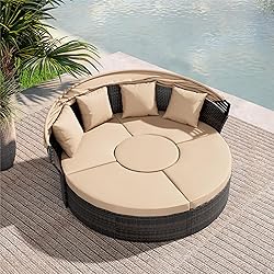 Crownland Outdoor Patio Canopy Bed Round Daybed