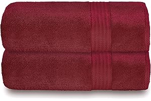 GLAMBURG Premium Cotton Oversized 2 Pack Bath Sheet 35x70-100% Pure Cotton - Ideal for Everyday use - Ultra Soft & Highly Absorbent - Machine Washable - Burgundy