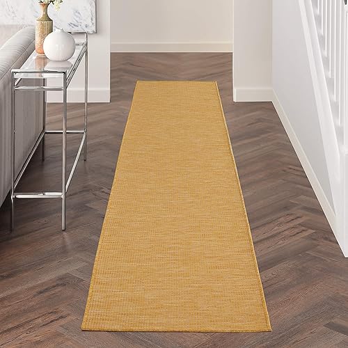 Nourison Positano Flat-Weave Indoor/Outdoor Yellow 10' Runner Area Rug , 2'2" x 10'