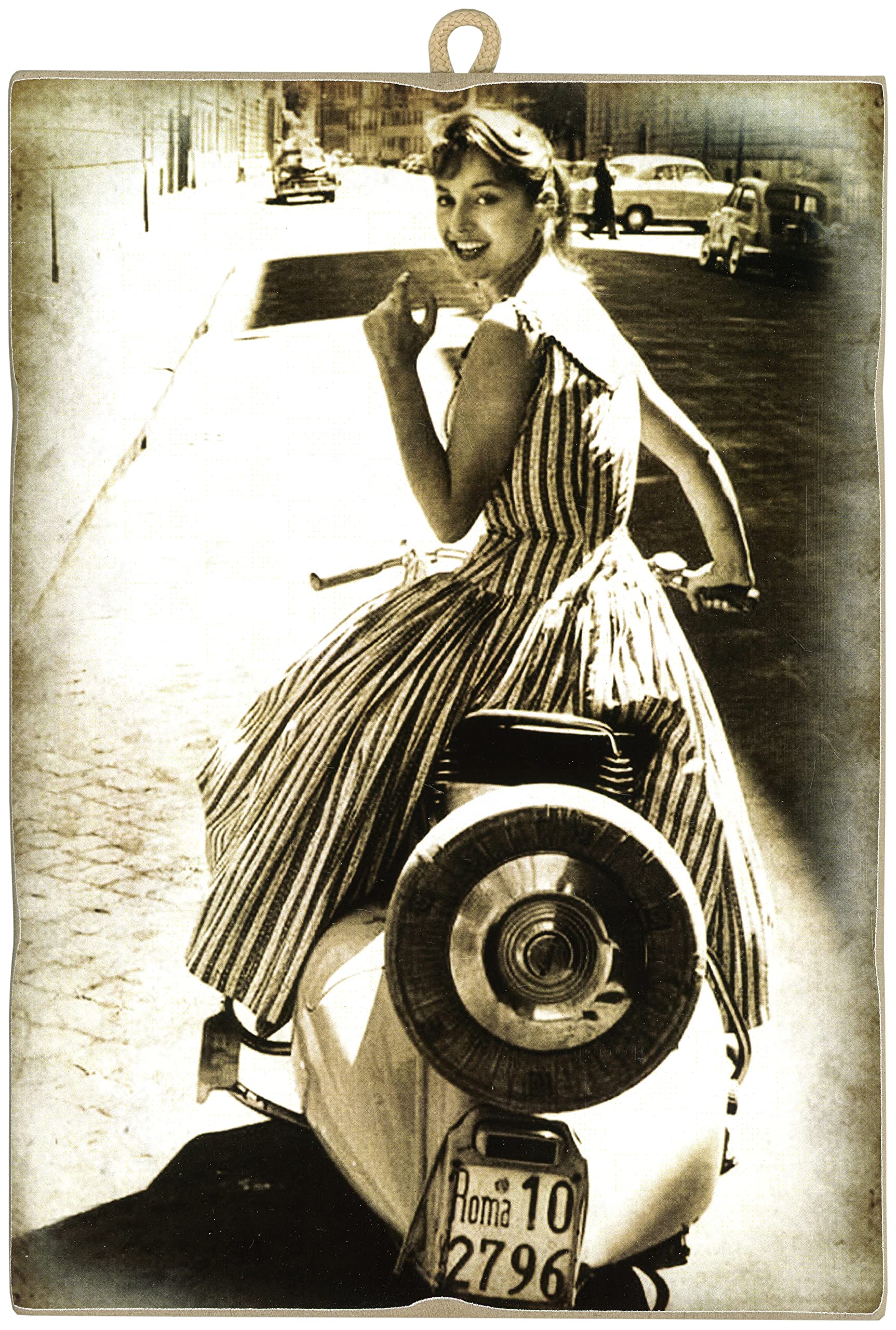 KUSTOM ART Cucuba Vintage Style Picture on Vespa Collection Print on Wood for Restaurant Pizzeria Bar Hotel