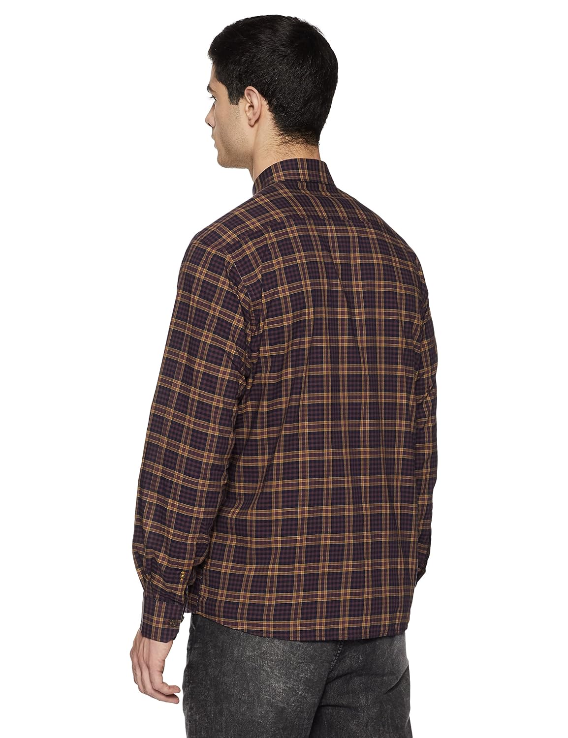 arrow sports men's checkered regular fit cotton casual shirt