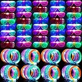 Honoson Glow in the Dark Party Supplies, Light up Glasses LED Bracelets, Neon Favor Flashing Bulk Gift for Adult