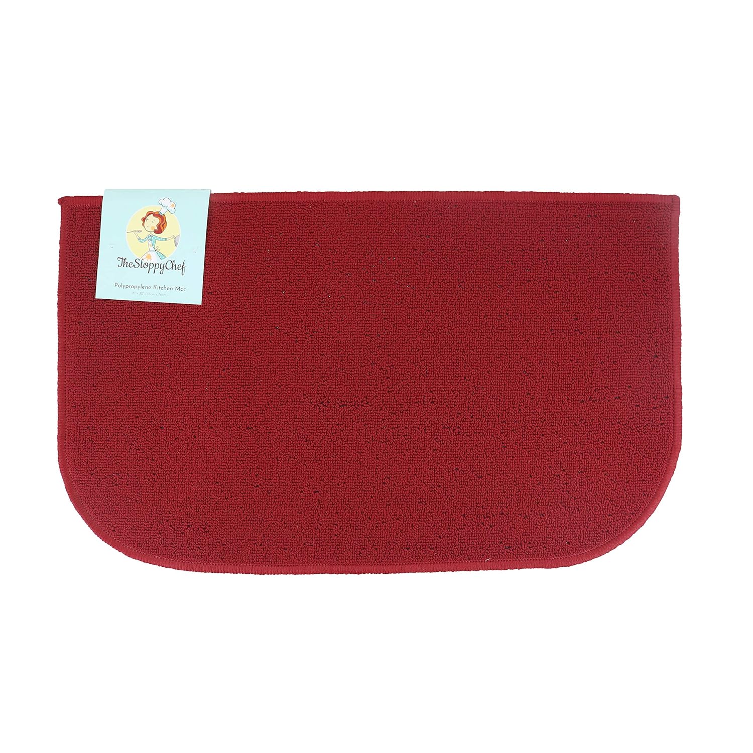 Arkwright D-Shape Sloppy Chef Kitchen Rug, Non-Skid Latex Backing Throw Rugs (Red, 18 x 30 in.)