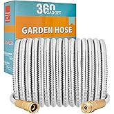 360 GADGET Garden Hose Metal - 75ft Heavy Duty Stainless Steel Water Hose with 8 Function Sprayer & Metal Fittings, Flexible, Lightweight, No Kink, Puncture Proof Hose for Yard, Outdoors, Rv