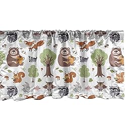 Ambesonne Forest Window Valance, Doodle Woodland